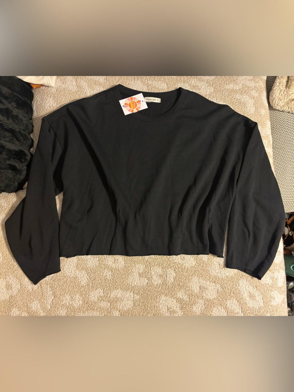 Madewell Relaxed Black Crewneck Pullover Sweatshirt - Picture 2 of 8